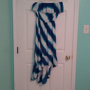 Strapless hi-low hem dress